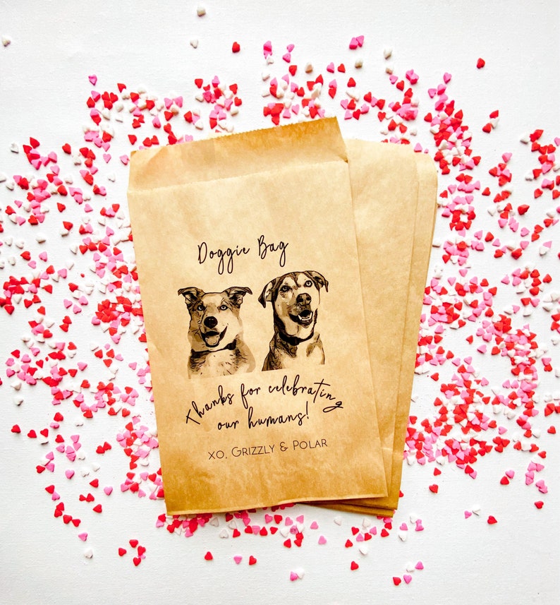 Custom Pet Favor Bag Wedding Guest Favors Bulk 2 Pets Doggie Bag image 1