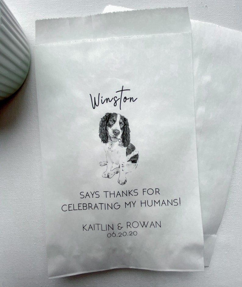 Dog Treat Favor Bag Wedding Guest Favors Bulk Custom Pet Favor Bag Pet Name Thanks For Celebrating My Humans Doggie Bag image 6