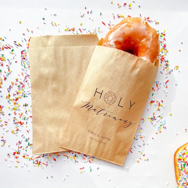 Holy Matrimony Personalized Donut Bags |  Donut Favor Bags | Wedding Favors Bags