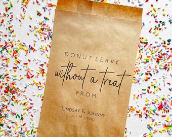 Donut Leave Without A Treat Personalized Donut Bags | Donut Favor Bags | Wedding Favors Bags
