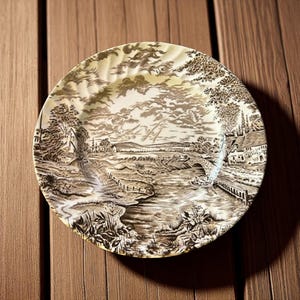 Highly Collectable Discontinued Country Days Brown by Ridgway (Ridgways) #RIDCODBR 10&quot; Dinner Plate Made in England Home Decor Ironstone
