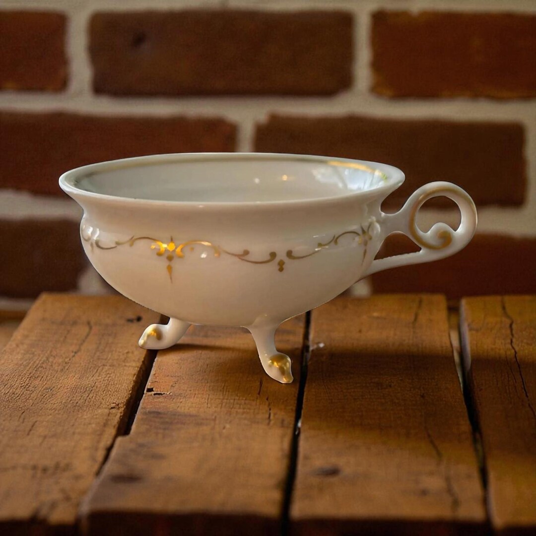 Rose Tri-foot Demitasse Espresso Tea Cup Gold Accents Mark Reads ...