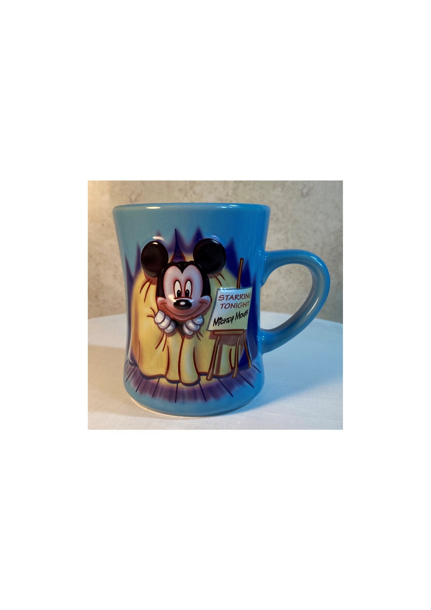  Disney Mickey Mouse 3D Starring Tonight Mickey Mouse Blue  Ceramic Coffee Tea Mug : Home & Kitchen