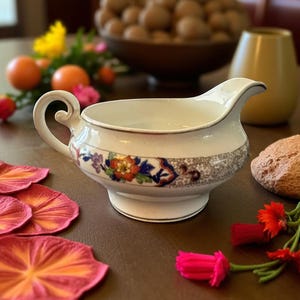 Art Deco Discontinued Floral Johnson Brothers Bone China Creamer Gravy Boat Home Decor Collectable English Tableware Serving Ware