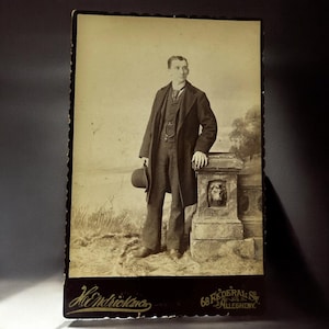 Original 1800&#39;s Male Full Body Portrait Photograph Hendricks & Co. Allegheny PA USA 4&quot;x 6&quot; Collectable Home Decor