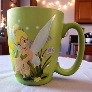 Rare Tinkerbell Disney Store Fairies Ceramic Coffee Mug Cup Pixie Home Decor Collectable Magical Drinkware Whimsical Enchanted Fairy Gift