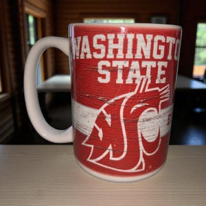 Vintage Washington State University Cougars Licensed Coffee Mug Cup Home Decor Collectable Drinkware WSU Alumni Sports Fans School Spirit