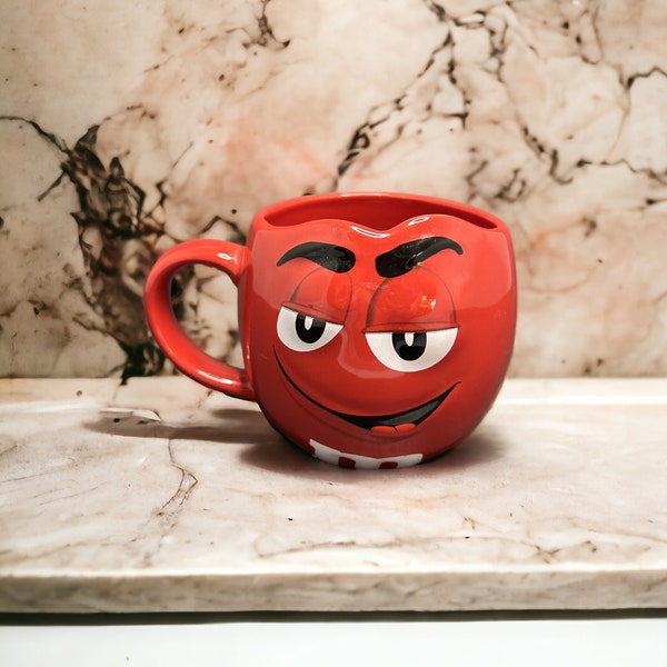 M&M Red Official Licensed 2014 Fun Sculpted Face Extra Large 24 oz Ceramic Coffee Tea Mug Home Decor Collectable