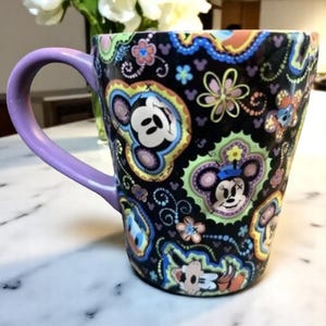 Disneyana Quilted 3D Disney Character Faces Mug Coffee Tea Cup Official Name Graphic Home Decor Collectable Mickey Mouse Goofy Pluto