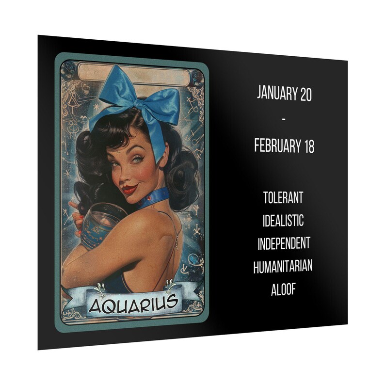 Pinup Aquarius Astrological Rolled Poster Zodiac Wall Art, Horoscope