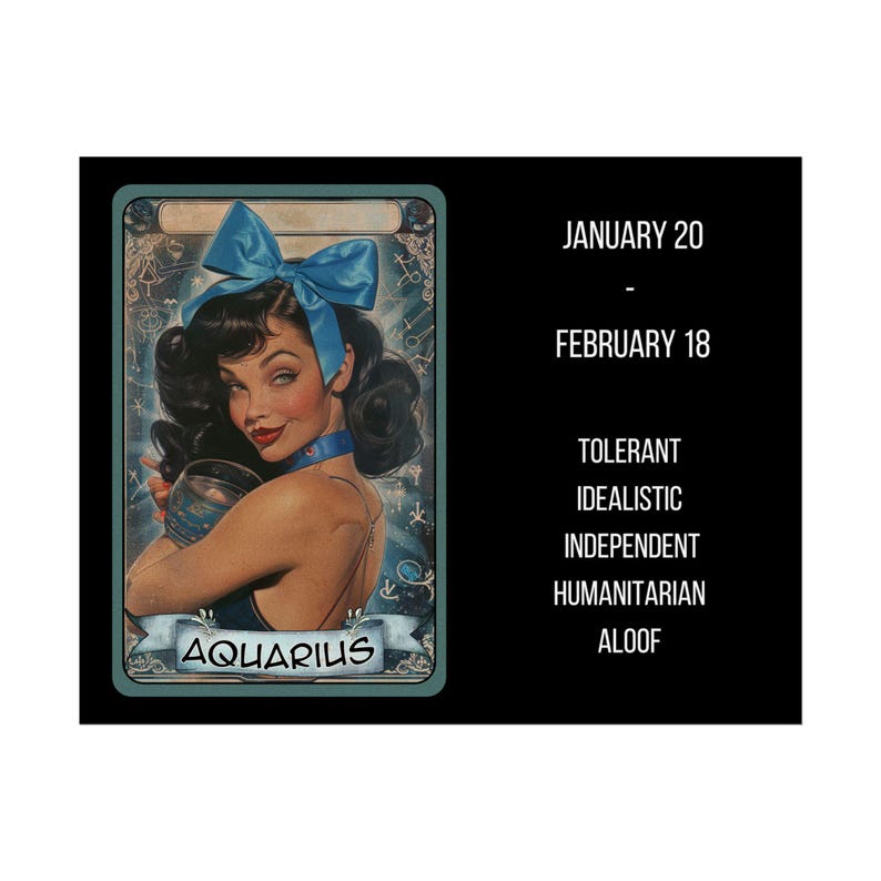 Pinup Aquarius Astrological Rolled Poster Zodiac Wall Art, Horoscope