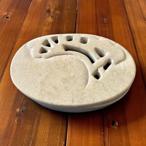 Hand Carved African Kenya Soapstone Trinket Dish Home Decor Collectible Artisan Rustic Traditional Craftsmanship Natural Stone