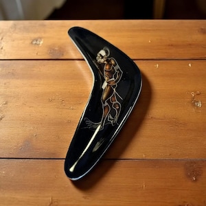 Boomerang Australian Aboriginal Art Bowl Dish Male Figure Indigenous Peoples of Australia Souvenir Home Decor Collectable
