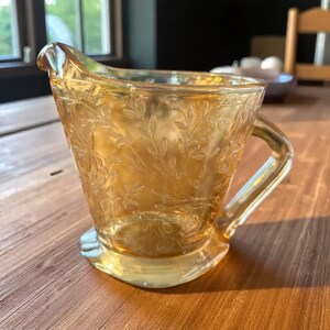 Vintage Floragold Louisa Carnival Iridescent Creamer Antique Home Decor Collectable Serving Ware Jeanette Glass Unique Aesthetic Value
