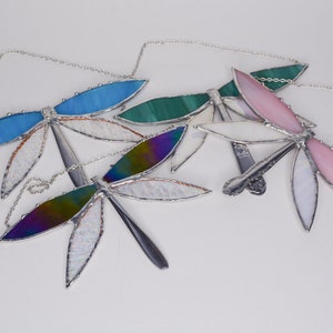 Stained glass dragon fly - upcycled, suncatcher