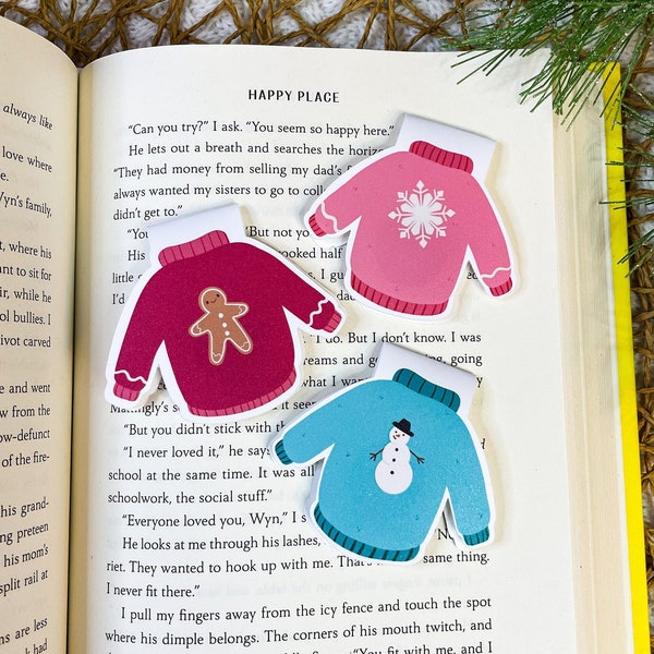 Ugly Christmas sweaters magnetic bookmarks