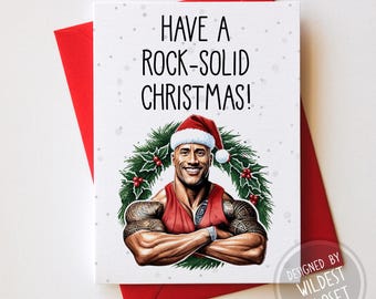 ¡Que tengas una Navidad de acero! - Tarjeta navideña inspirada en La Roca - Tarjeta para amigo, esposo, esposa, novio