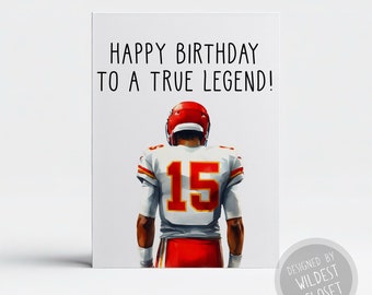 Patrick Mahomes Inspired Birthday Card for Football Fan - Happy Birthday Greeting Card - Card for Her or Him