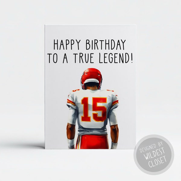 Patrick Mahomes Inspired Birthday Card for Football Fan - Happy Birthday Greeting Card - Card for Her or Him