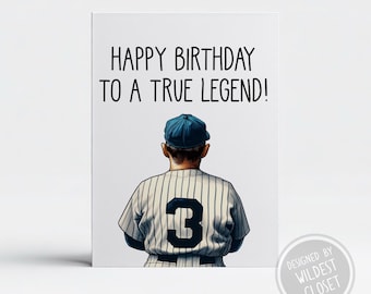 Happy Birthday To A True Legend - Babe Ruth InspiredHappy Birthday Greeting Card - Card for Her or Him - Card For Friend - Baseball Card Fan