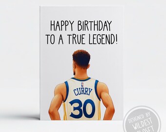Fun S. Curry Inspired Happy Birthday To A True Superstar - Happy Birthday Greeting Card - Card For Friend - Basketball Card