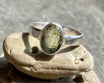 Crystal Healing Meditation Rare Libyan Desert Glass 925 Silver Handmade Ring Size 9
