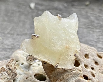 Crystal Healing Meditation Rare Libyan Desert Glass 925 Silver Handmade Ring Size 9