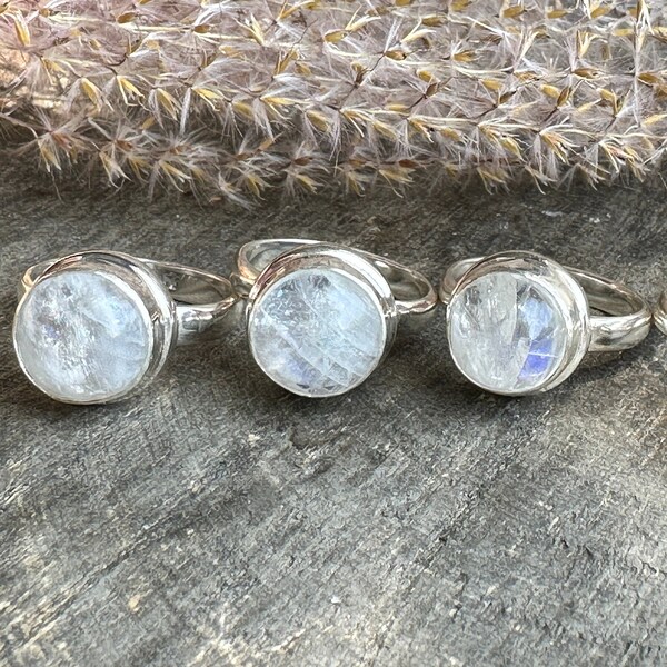 Mystic Moonbeam: Handcrafted Full Moon Moonstone Ring in Solid 925 Silver