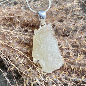 Rare Libyan Desert Glass Stone 925 Silver Handmade Pendant - Crystal Healing Meditation