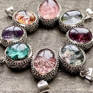 Lodolite Garden Quartz Filigree 925 Silver Handmade Pendant - Crystal, Healing Meditaion