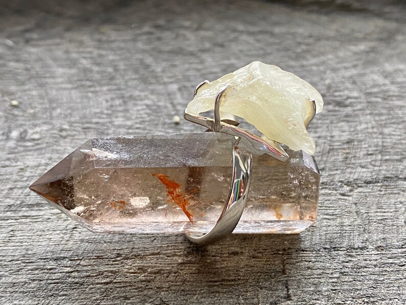 Crystal Healing Meditation Rare Libyan Desert Glass 925 Silver Handmade Ring Size 9