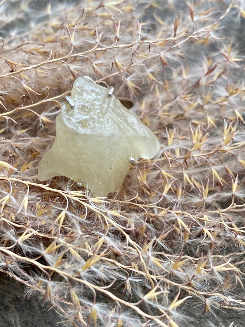 Crystal Healing Meditation Rare Libyan Desert Glass 925 Silver Handmade Ring Size 9