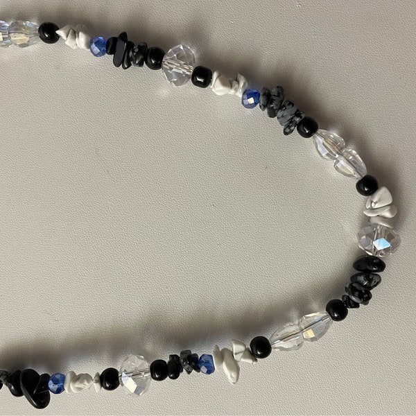 Sale Priced 18 in Necklace Hand Beaded Colors: Black - White - Blue - Clear - Aurora Borealis Priced Reduced 11-27-2023, Item Expiring Soon