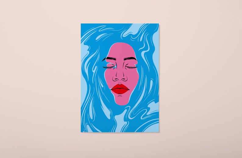 Head above water illustration. A3 print