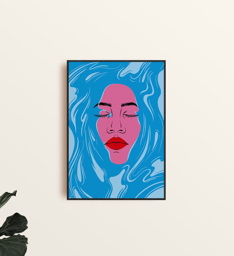 Head above water illustration. A3 print