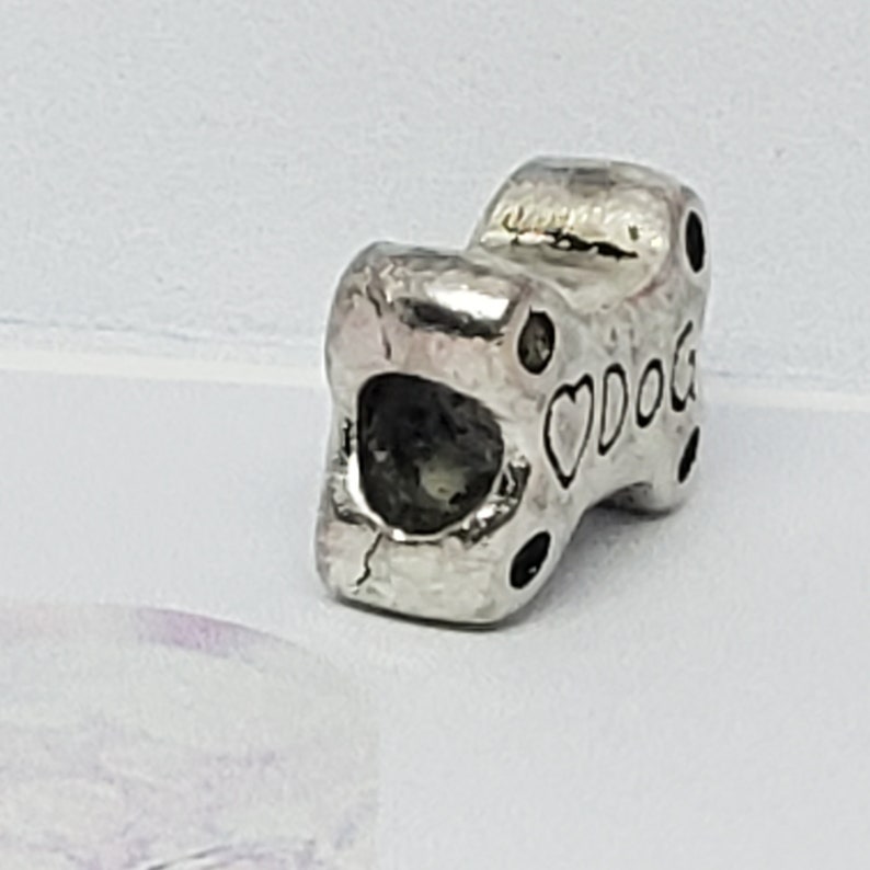 Dog Bone Heart Love Dangling Puppy European Style Charm Bead