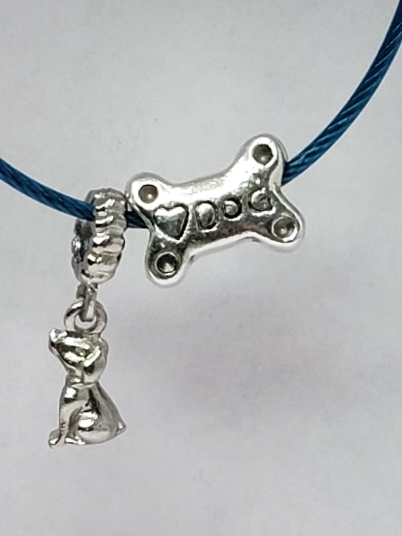 Dog Bone Heart Love Dangling Puppy European Style Charm Bead