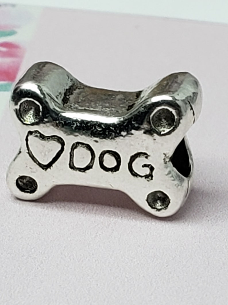 Dog Bone Heart Love Dangling Puppy European Style Charm Bead