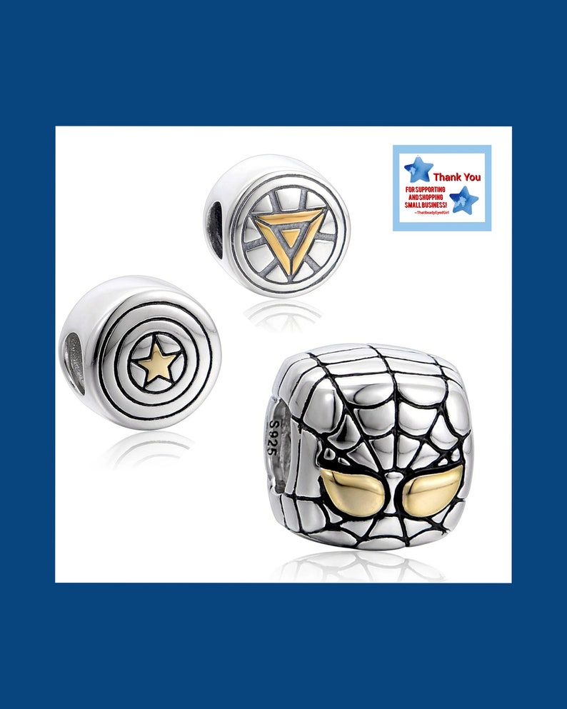 S925 Sterling Silver Iron Man Spiderman Captain America Marvel | Etsy