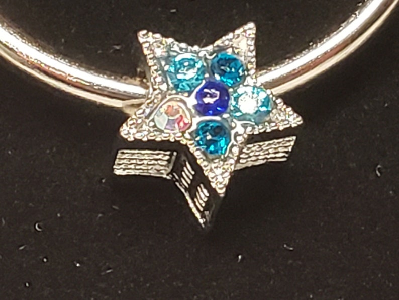 Blue /& Clear CZ Crystal Star European Style Charm Bead