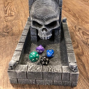 Dice Tower & Tray for Dice Games Skull Dice Tower Dungeons and Dragons Pathfinder RPG DND D20
