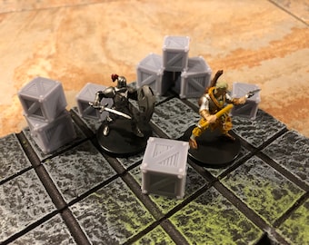 Crates pack set - 28mm scale for tabletop gaming - D&D, Pathfinder, Warhammer - unpainted
