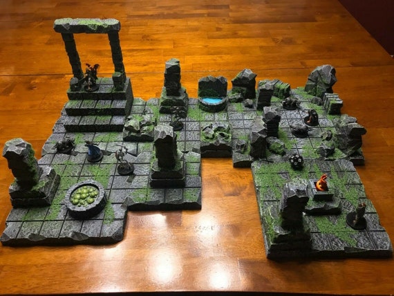 3DEGOS 34 Pezzi Terreno DND MURA IN ROVINA – Non Verniciato, Per Dungeons And Dragons, Pathfinder, Warhammer 40k, Miniature 28mm - 3