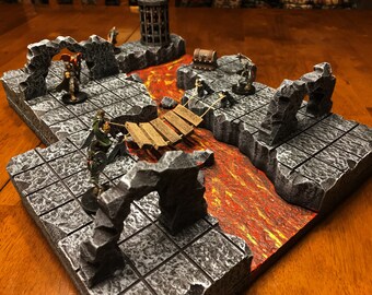 Dungeon Lava Cave, 28mm Terrain, Dungeons and Dragons, Pathfinder, D&D, Wargaming, Dungeon Ruin,40k Warhammer, Terrain Scenery