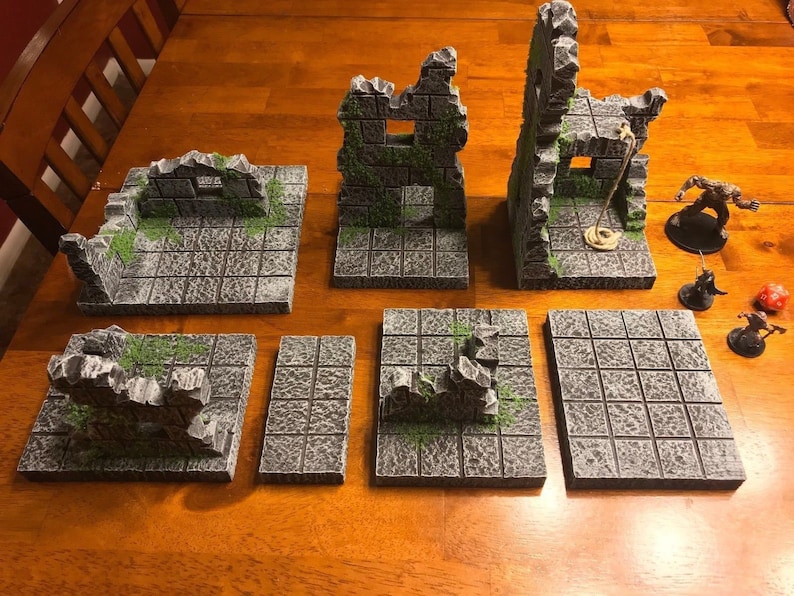 Dungeon Ruin Set – 28mm Scale Painted Terrain For Warhammer, D&D, Pathfinder