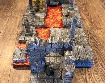 Dungeon Lava Ruin modular Terrain Set 28mm Dungeons & Dragons Pathfinder