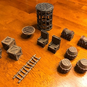 Dungeon furniture Accessories Set 28mm Terrain Dungeons & Dragons Pathfinder Scenery crates barrels tables