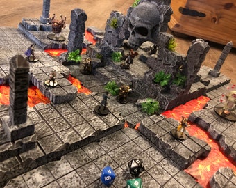 Huge Lava Temple Ruin Set 28mm Dungeons and Dragons Pathfinder d&d Terrain Scenery