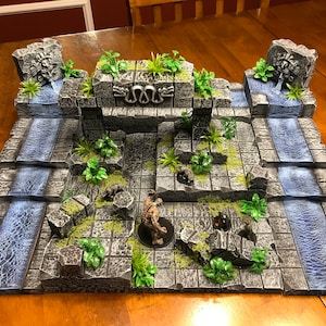 Aztec Water Ruin Set 28mm Dungeons and Dragons Pathfinder d&d Terrain Scenery