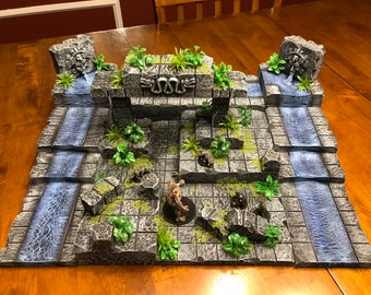 Aztec Water Ruin Set 28mm Dungeons and Dragons Pathfinder d&d Terrain Scenery